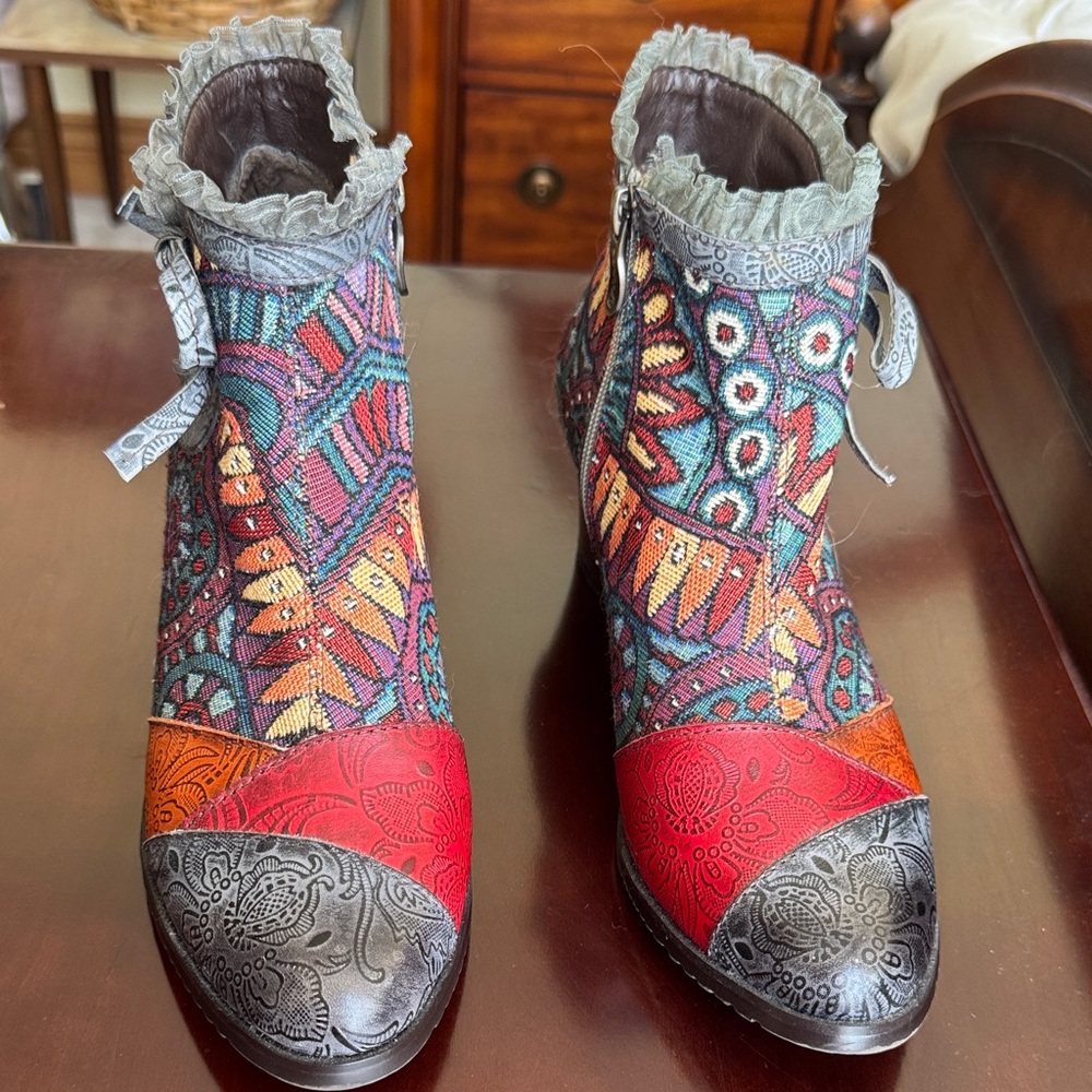 Colorful Patchwork Ankle Boots - image 2